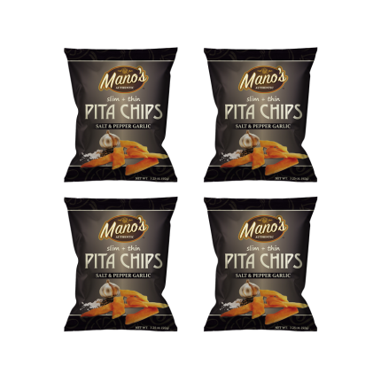 Salt & Pepper Garlic Slim + Thin Pita Chips 4-Pack