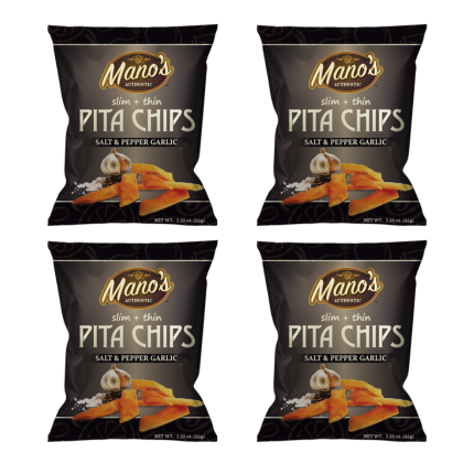 Salt & Pepper Garlic Slim + Thin Pita Chips 4-Pack